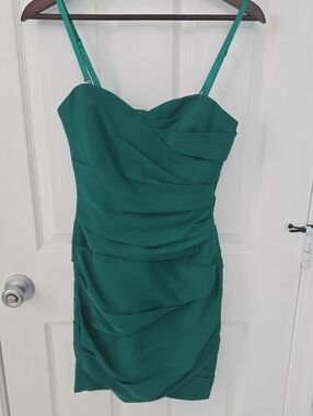 BCBGMaxAzria Green Ruched Mini Dress